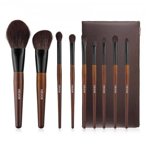 VEVOR Pinselset Makeup, 9-teilig, professionelles Schminkpinsel Set für Grundierung, Lidschatten, mit synthetischen Borsten, weicher Naturwolle