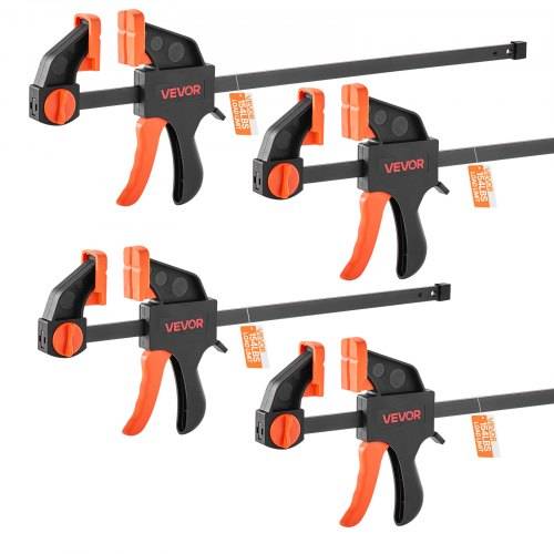 VEVOR Stangenklemmen für Holzbearbeitung 4 Stk. (30,48 cm / 15,24 cm _ffnung), Quick-Grip F-Klemme mit 70 kg Belastungsgrenze, 70 mm Tiefe, Klemmen