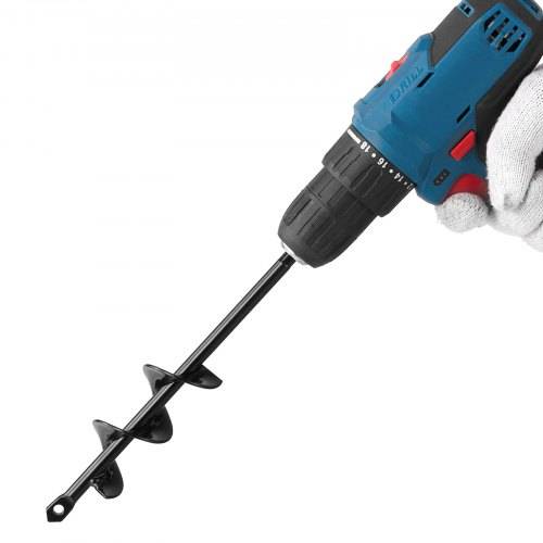 VEVOR Erdbohrer für Bohrmaschine, _ 4 x 22 cm Pfahlbohrer, für 3/8-Zoll-Sechskant-Bohrer, Erdlochbohrer, Gartenbohrer, Lochbohraufsätze zum Graben