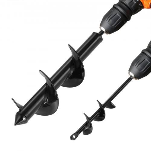 VEVOR Erdbohrer für Bohrmaschine, 2er-Set, _ 8x30 cm & _ 4x22 cm, Gartenbohrer für 3/8-Zoll-Sechskant-Bohrer, Pfahlbohrer, Durchlässenbohrer für