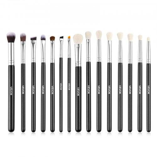 VEVOR Pinselset Makeup, 15-teiliges professionelles Schminkpinsel Set für Grundierung, Lidschatten, mit weichen synthetischen Borsten, ergonomischem