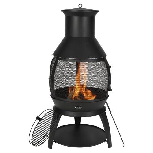 VEVOR Gartenkamin, _500x1100mm Terrassenofen, Aztekenofen aus Eisen zum Grillen & Wärmen, Chimenea Feuerstelle mit Grillgitter, Kaminmantel