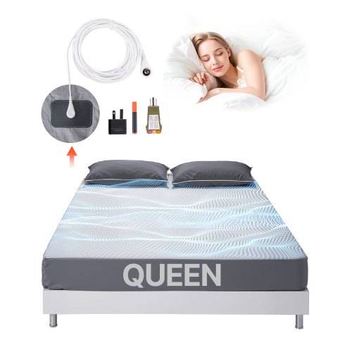 VEVOR Erdungsbettlaken, Queen-Size, 95 % Baumwolle & 5 % reine Silberfaser, Erdungsmatte, mit Erdungskabel & Tester, für verbesserten Schlaf