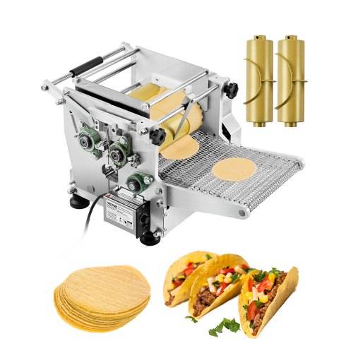 VEVOR elektrischer Tortillamaker, automatische Maschine zur Herstellung von Maistortillas mit Antihaftbeschichtung & zwei Formen (4 + 6 Zoll), für