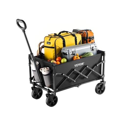 VEVOR Bollerwagen 66x45x46 cm, 102 kg faltbarer Transportwagen mit Geländerädern, Outdoor-Allzweckwagen mit verstellbarem Griff, Campingwagen für