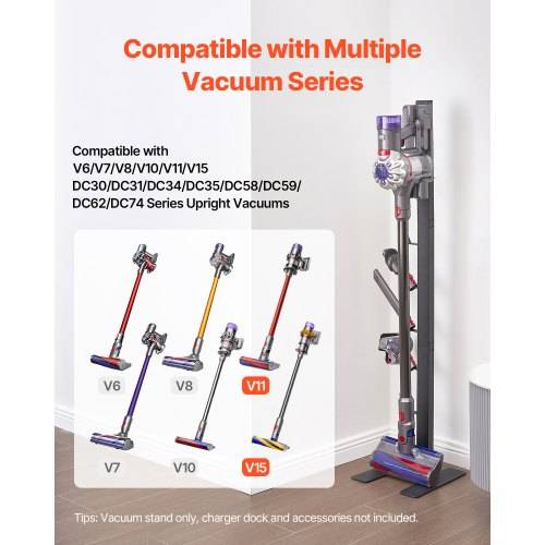 VEVOR Staubsaugerständer, kompatibel mit Dyson V6 V7 V8 V10 V11 V15, stabiler Staubsaugerständerhalter mit 6 Haken für Dyson DC30 DC31 DC34 DC35 DC