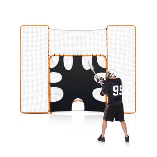VEVOR 3 in 1 Lacrosse-Tor (3,66 x 2,74 m) gro_es Lacrosse-Netz mit Rücklaufsperre und Zielscheibe, schnell und einfach aufzubauende Rebounder-Ausrüs