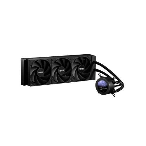 VEVOR CPU-Flüssigkeitskühler, AIO-CPU-Wasserkühler, 3x 120 mm PWN-Lüfter, Pumpe & 53 mm LCD-Display, max. 2200 U/min CPU-Kühlerlüfter, kompatibe