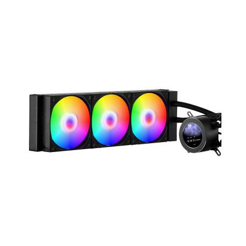 VEVOR CPU-Flüssigkeitskühler, AIO-CPU-Wasserkühler _ 3x 120 mm PWN-Lüfter & Pumpe, PC-Wasserkühlung mit 5,3 cm LCD-Display & ARGB-Licht, für Int