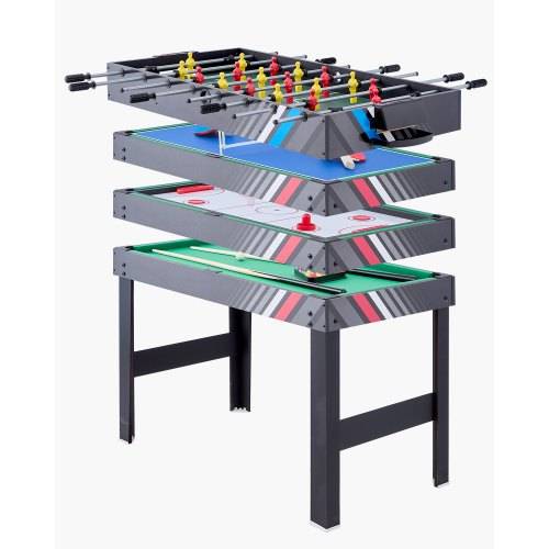 VEVOR 4 in 1 Kombi-Spieltisch-Set Airhockey-Tisch (122 cm), Multi-Kombinationstisch mit Airhockey & Pool-Billard & Tischfu_ball & Pingpong
