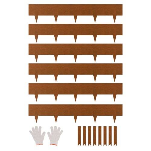 VEVOR Rasenkante, 6er Pack 1016x203,2 mm, Gartenpalisade, Beeteinfassung, Metall-Landschaftseinfassung, biegbare Garteneinfassung, Haifischstachel
