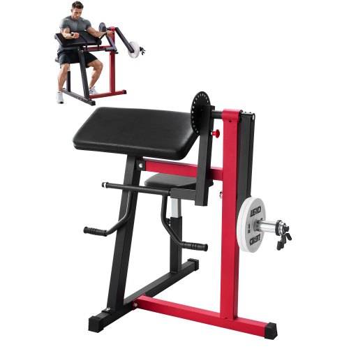 VEVOR Preacher Curl Bank, 2 in 1 Bizeps-Curlbank und Trizeps-Extension-Maschine, isolierte Bizeps-Station mit sitzendem Arm, Krafttrainingsbank