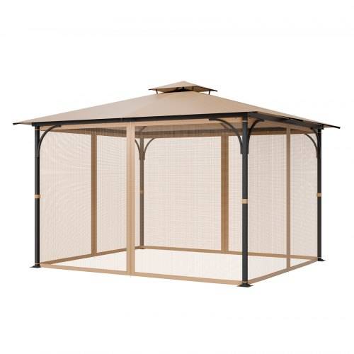 VEVOR Moskitonetz für Pavillon, Mückennetz passend für 304,8x365,8x213,4 cm gro_e Pavillons, Insektennetz, 4-teiliger Seitenwand-Pavillonvorhang,