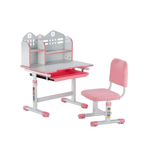 VEVOR Schreibtisch Set Kinderschreibtisch Arbeitstisch und Stuhl höhenverstellbar (53-71 cm) belastbar (100 kg) mit Bücherregal & Schubladen für Sc