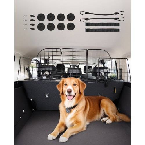VEVOR Hunde Autobarriere einstellbare Trennwand Hundegitter (928 x 423 mm) Autoschutzgitter für die Rücksitze, Haustierbarriere aus Drahtgeflecht,
