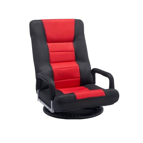 VEVOR drehbarer Boden Gamingstuhl mit Armlehnen (360° drehbar) Bodensofa mit 6 einstellbaren Positionen & Rückenlehne & Lendenwirbelstütze, Video-