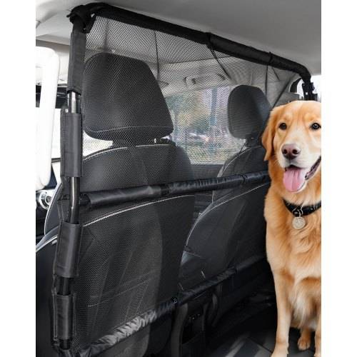 VEVOR Hunde Autobarriere 127 cm Trennwand Hundegitter zur Montage an Vordersitzen Autoschutzgitter Haustierbarriere mit Netzgewebe, universell