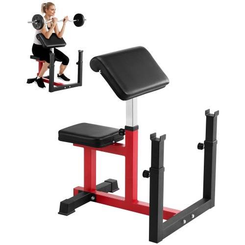 VEVOR Preacher Curlbank Hantelbank mit Beinstrecker, Krafttrainingsbänke (Max. Belastung 200 kg) Heim-Fitnessbank, Fitnessgerät, Sitzende Arm-isolie
