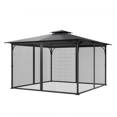 VEVOR Moskitonetz für Pavillon, Mückennetz Ersatz, passend für 365,8x365,8x228,6 cm gro_e Pavillons, Insektenschutz 4-teiliger Seitenwand-Pavillonv
