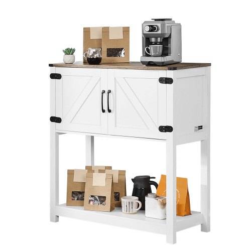 VEVOR Kaffeebarschrank 80 x 35 x 88 cm Bauernhaus-Kaffeebarschrank mit 3-stufigem Stauraum, Kaffeebartisch mit Magnettüren, Sideboard-Buffetschrank