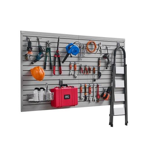 VEVOR Werkzeugwand 1225x2450x20 mm, PVC-Garagen-Lamellenwand mit Zubehör, 136 kg pro Platte, Lamellenwandpaneel mit Kupplungsstruktur und
