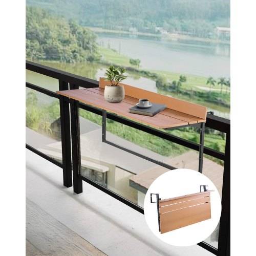 VEVOR Balkon-Hängetisch, 1000x345mm, klappbarer Balkonhängetisch, Klapptisch für Geländer im Freien, 5-stufig verstellbar, passend für Geländer
