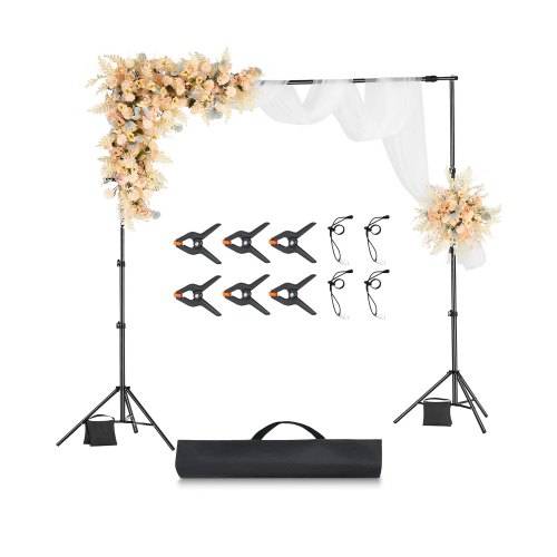 VEVOR Hintergrundständer verstellbares Fotohintergrundständer (Hintergrundtuch: 260 x 300 cm), tragbarer Hintergrundständer mit 2 Stativen, Bildsch