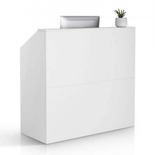 VEVOR Rezeption Empfangstresen Empfangstisch rechteckiger Thekentisch, Empfangstheke Verkaufstresen Kassentheke für Kasse Schönheitssalon Büro, wei