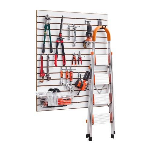 VEVOR Werkzeugwand 1220x1220x18 mm, MDF-Garagen-Lamellenwand, wei_er Wandorganizer, 11,3kg Tragkraft Lamellenwandpaneel mit Kupplungsstruktur