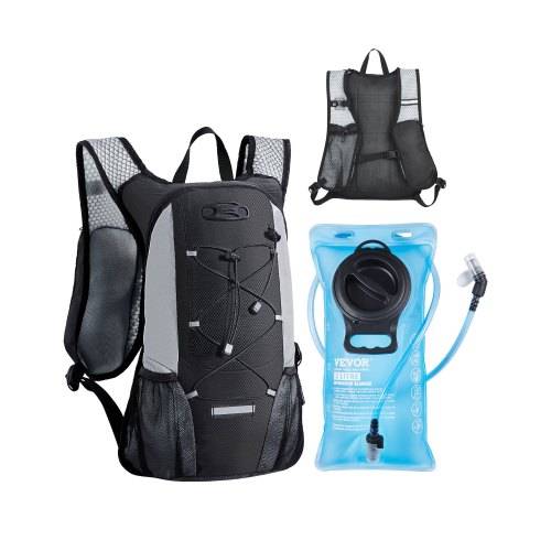 VEVOR Trinkrucksack 8 L isolierter Rucksack mit 2 L TPU-Wasserblase Laufrucksack Wanderrucksäcke für Radfahren Laufen Ausflug Schwarz, Hydro-Wasser-