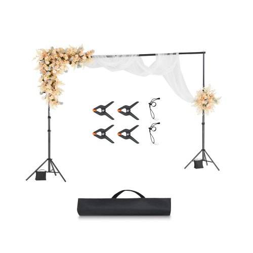 VEVOR Hintergrundständer verstellbares Fotohintergrundständer (Hintergrundtuch: 300 x 300 cm), tragbarer Hintergrundständer mit 2 Stativen, Bildsch