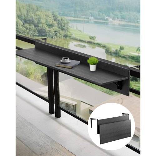 VEVOR Balkontisch, 800x300 mm, klappbarer Balkonhängetisch, Klapptisch für den Au_enbereich, 22 kg Tragkraft, passend für Geländer von 2,54 bis 15