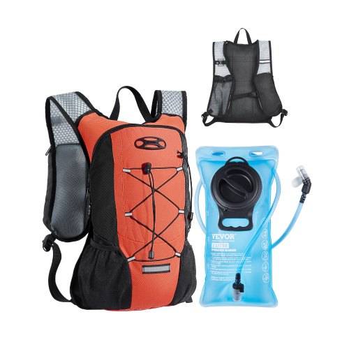 VEVOR Trinkrucksack 8 L isolierter Rucksäcke mit 2 L TPU-Wasserblase Laufrucksack Wanderrucksäcke für Radfahren Laufen Ausflug Orange, Hydro-Wasser