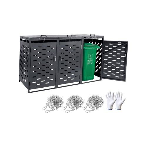 VEVOR Mülltonnenbox, 3 x 240L Mülltonnenhaus, Mülltonnenverkleidung, Mülltonnenverkleidung, abschlie_barer Mülltonnen-Aufbewahrungsschuppen, für