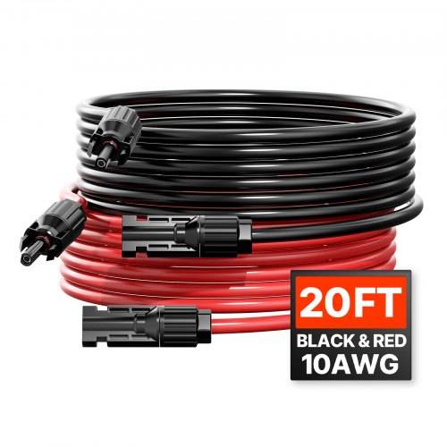 VEVOR 2x Solarkabel Verlängerungskabel Buchsen-/Steckeranschlüssen 10AWG/6 mm² 6,1m
