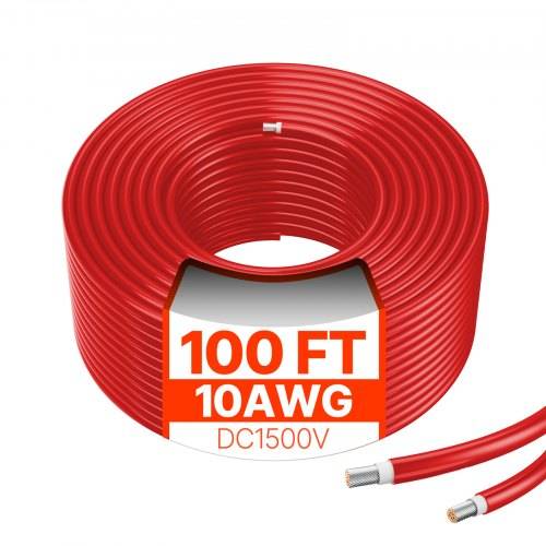 VEVOR 30,48m Solarkabel, Solarpanel-Verlängerungskabel, 10AWG Kabel, IP67 wasserdichtes PV-Kabel für Solarmodule zu Hause, -40 bis 105_, auf Schiff