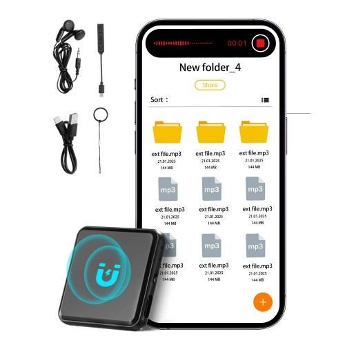 VEVOR Diktiergerät Mini, 128 GB, Aufnahmegerät mit Wiedergabe, 8730 Stunden Magnetischer Voice Recorder, 100 Stunden Akkulaufzeit, USB-C-Audiorecord