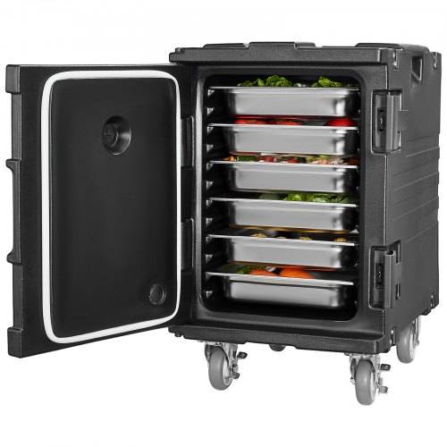 VEVOR Isolierter Speisenbehälterträger Warmhaltebox für Gastronomie 90 L, Speisenbehälter mit Schnalle, rollbarer Speisenbehälterträger, Lebensm