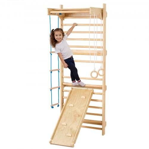 VEVOR Schwedische Leiterwand 15-stufiges Kletterspielzeug aus Holz für Indoor-Spielplätze, 100 kg Tragkraft, Schwedische Wandleiter für Kinder & Er