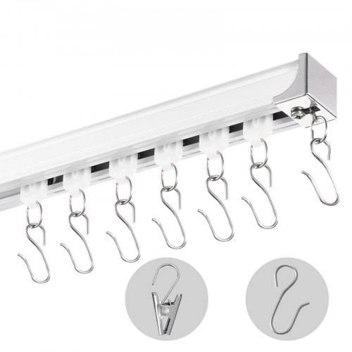 VEVOR Schiebe-Deckenvorhangschienensystem Set 5,4 m Raumteiler-Gardinenschiene Halterung zur Decken-/Wandmontage für Wohnzimmer Schlafzimmer mit