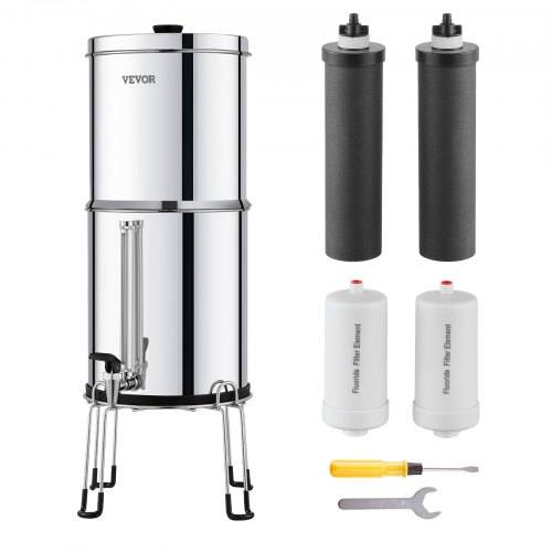 VEVOR Schwerkraft Wasserfiltersystem Edelstahl Arbeitsplattensystem 7+7,5L Wasserfiltrationssystem, reduziert Blei und bis zu 99 % Chlor, mit