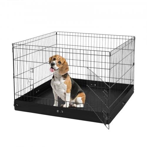 VEVOR Hundelaufstall, 4 Stk. 610 x 910 mm gro_e Paneele, faltbarer Laufstall aus Metall, Hundezaun mit Tür und Bodenpolster aus 600D Oxford-Gewebe