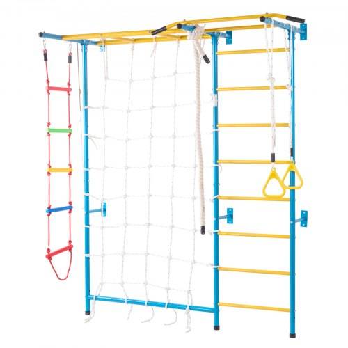 VEVOR Sprossenwand Turnwand Klettergerüst für Kleinkinder, 7-in-1-Kletterspielset mit schwedischer Leiter aus Karbonstahl, Klimmzugstange & Strickle