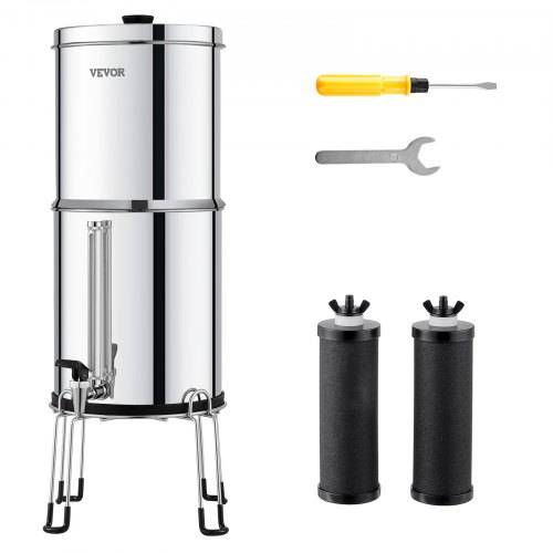 VEVOR Schwerkraft Wasserfiltersystem Edelstahl Arbeitsplattensystem 7+8,5L Wasserfiltrationssystem, reduziert Blei und bis zu 99 % Chlor, mit