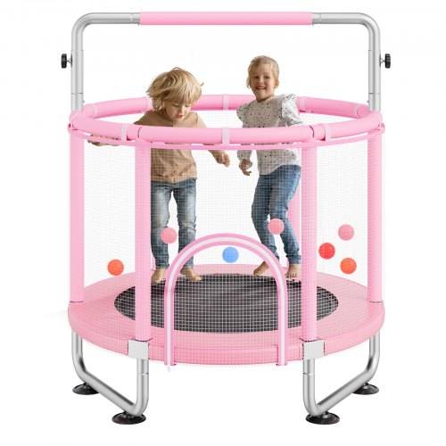 VEVOR Kindertrampolin Trampolin Mini Freizeittrampolin 147 cm für Kleinkinder einstellbar mit Sicherheitsnetz & Basketballkorb, Geburtstagsgeschenk