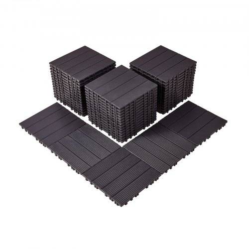 VEVOR Terrassenfliesen, 54er-Set, Balkonfliesen 295x295mm, Klickfliesen, wasserdichter Kunststoff-Bodenbelag für den Au_enbereich