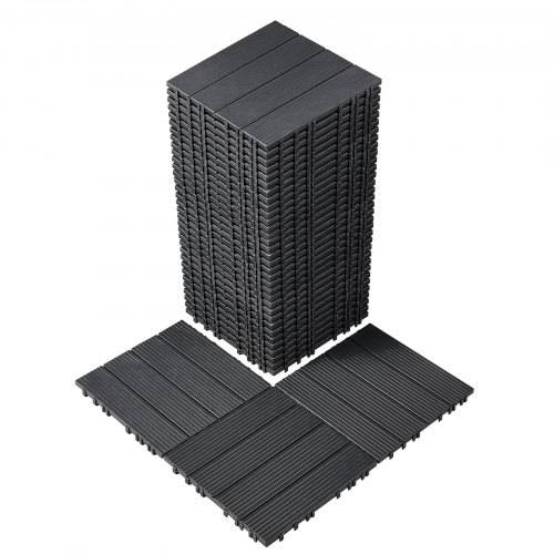 VEVOR Terrassenfliesen, 36er-Set, Balkonfliesen 30 x 30 cm, Klickfliesen, wasserdichter Kunststoff-Bodenbelag für den Au_enbereich