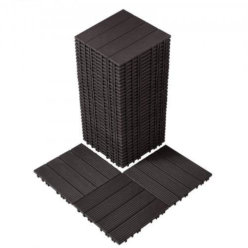 VEVOR Terrassenfliesen, 36er-Set, Balkonfliesen 30x30cm, Klickfliesen, wasserdichter Kunststoff-Bodenbelag für den Au_enbereich, Terrassenbodenbelag