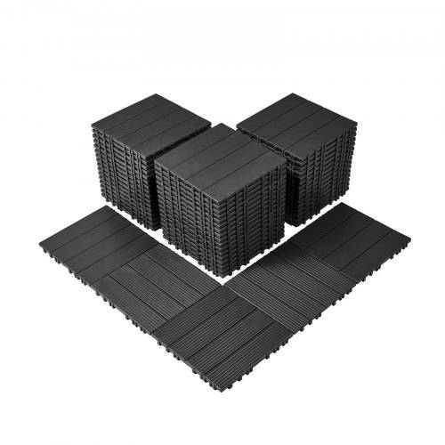 VEVOR Terrassenfliesen, 54er-Set, Balkonfliesen 295 x 295 mm, Klickfliesen, wasserdichter Kunststoff-Bodenbelag für den Au_enbereich