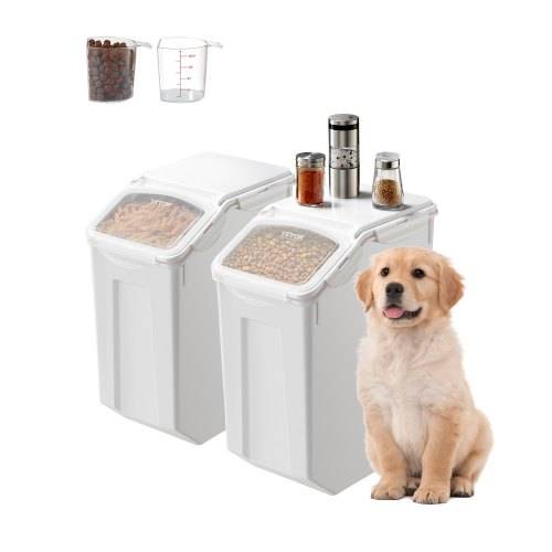VEVOR Reis-Aufbewahrungsbehälter Vorratsdosen 2 Stk. Hundefutterspender, 2 x 20 L Behälter für Küchenzutaten Getreide Müsli Mehl, Tierfutterbehä